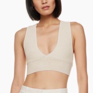 BABATON Sculpt Knit Deep V Tank Cropped Knit V-neck Tank Top Matte Pearl Cream S